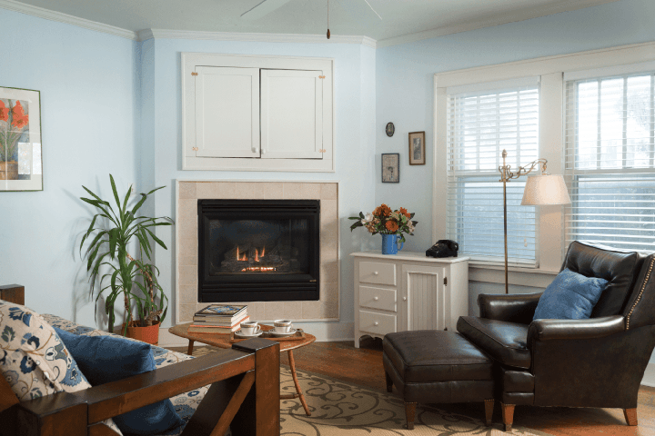 bedroom with fireplace