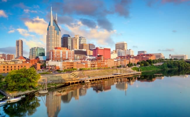 A view of Nashville from the water.