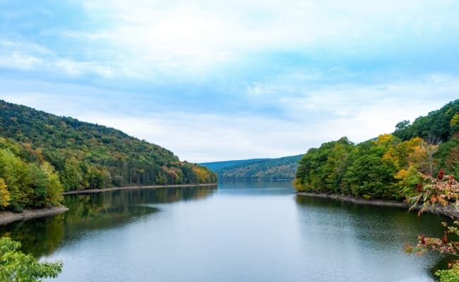 lush mountains and creek view of Catskills New York