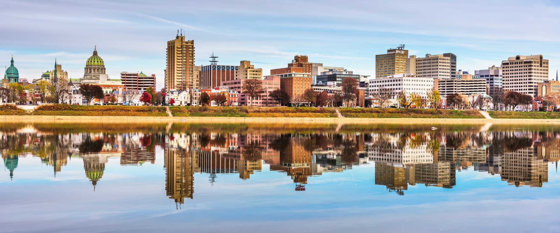 Harrisburg, Pennsylvania skyline as seen from the water