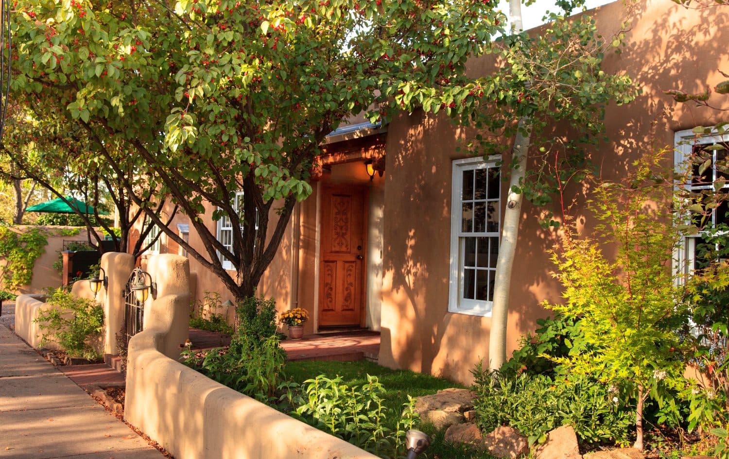 exterior of an adobe-style home