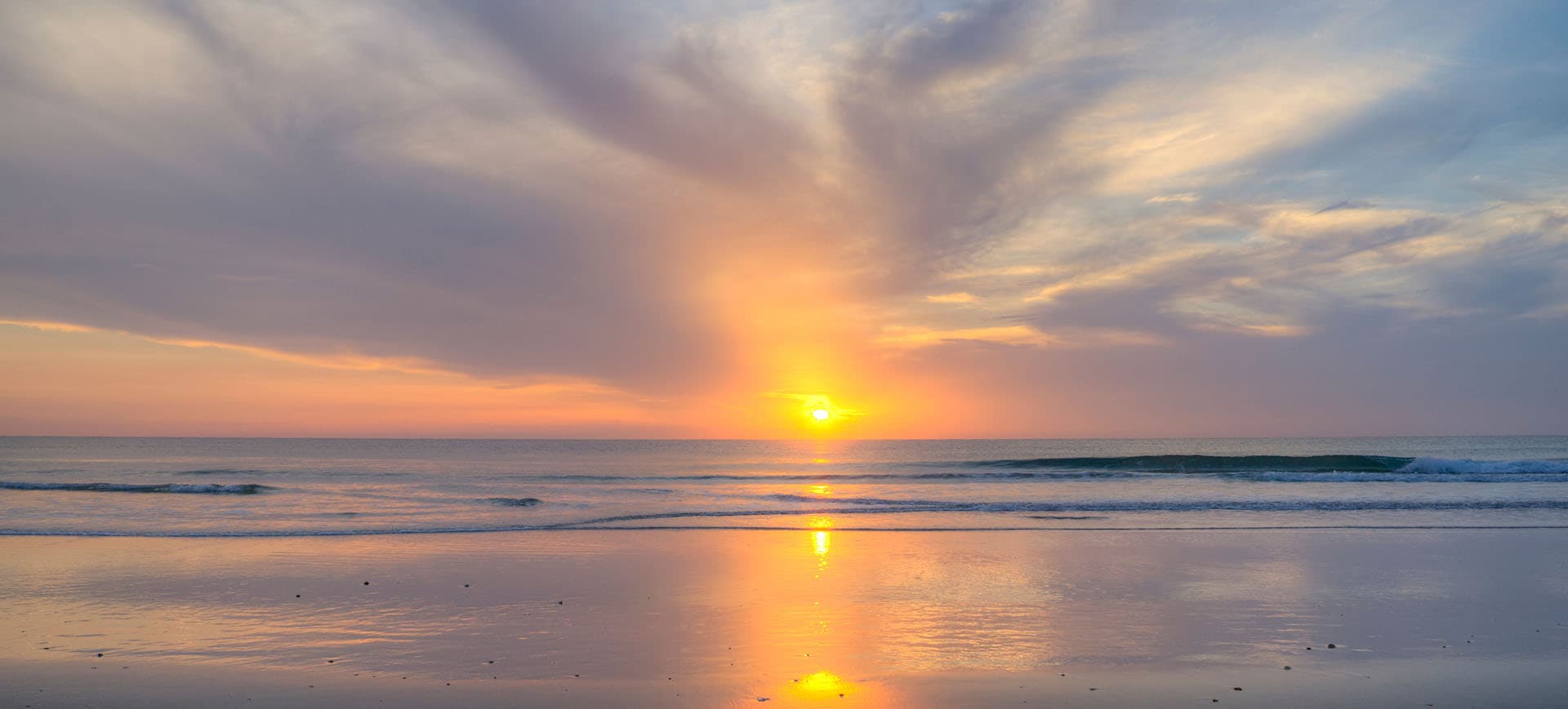 Sunrise at Canaveral National Seashore over the water