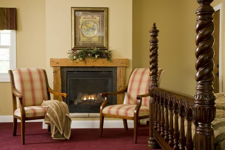 guest room with fireplace
