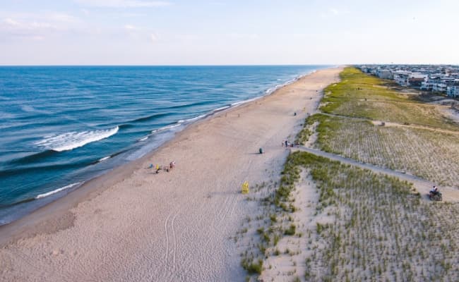 An aerial view of the beach.