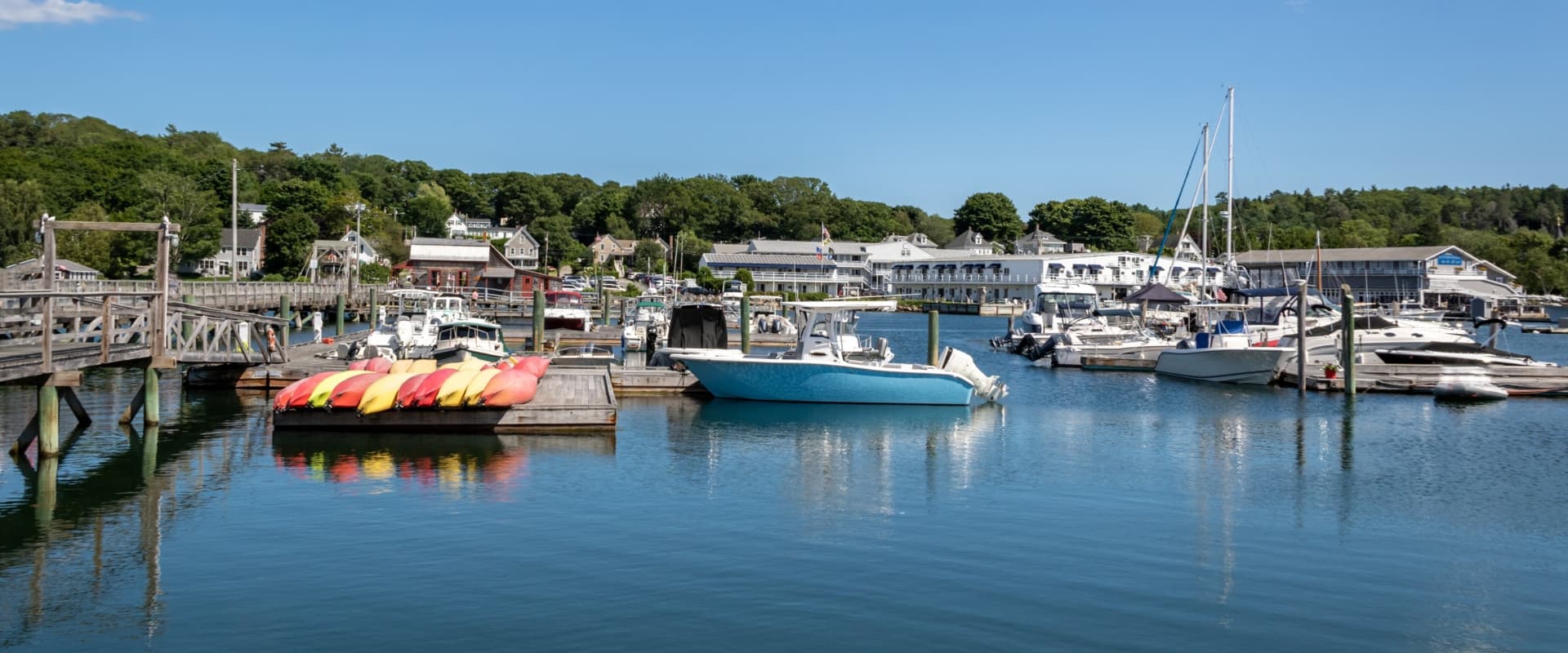Ships sailing at the Boothbay Harbor in Maine.