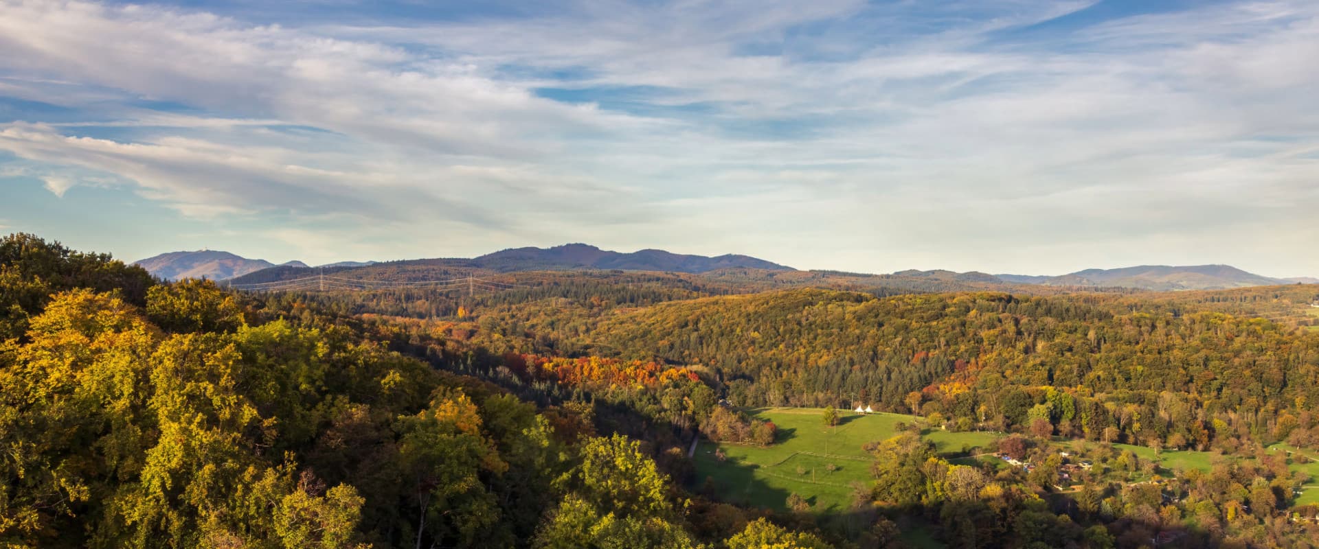 View of the fall trees and hill of Western PA