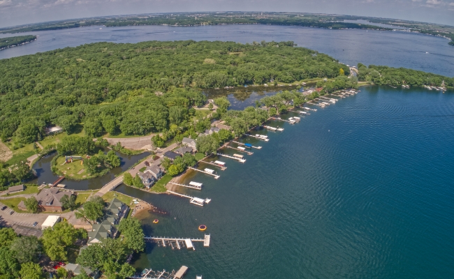 An aerial view of the Great Lakes in Iowa.