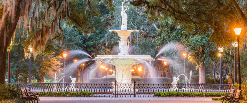 A fountain in Forsyth Park in Savannah, Georgia.