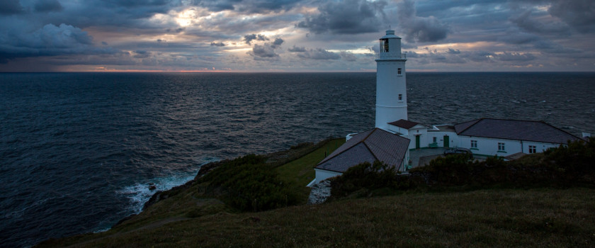 A lighthouse on the Atlantic Coast on a stormy day