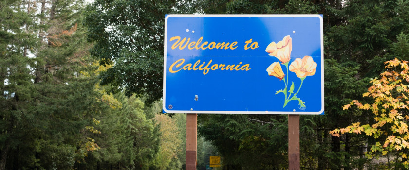 Welcome to California state highway entrance sign