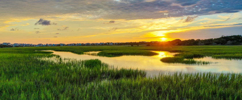 Landscape of The Golden Isles at sunset in Georgia