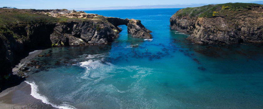 Turquoise waters at Fort Bragg Glass Beach