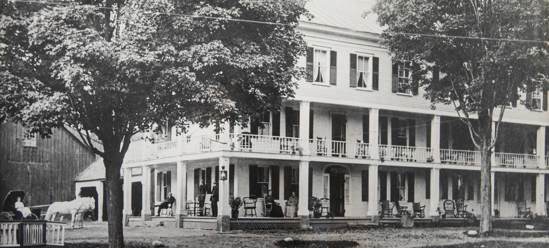 Historic black and white photo of the Grafton Inn
