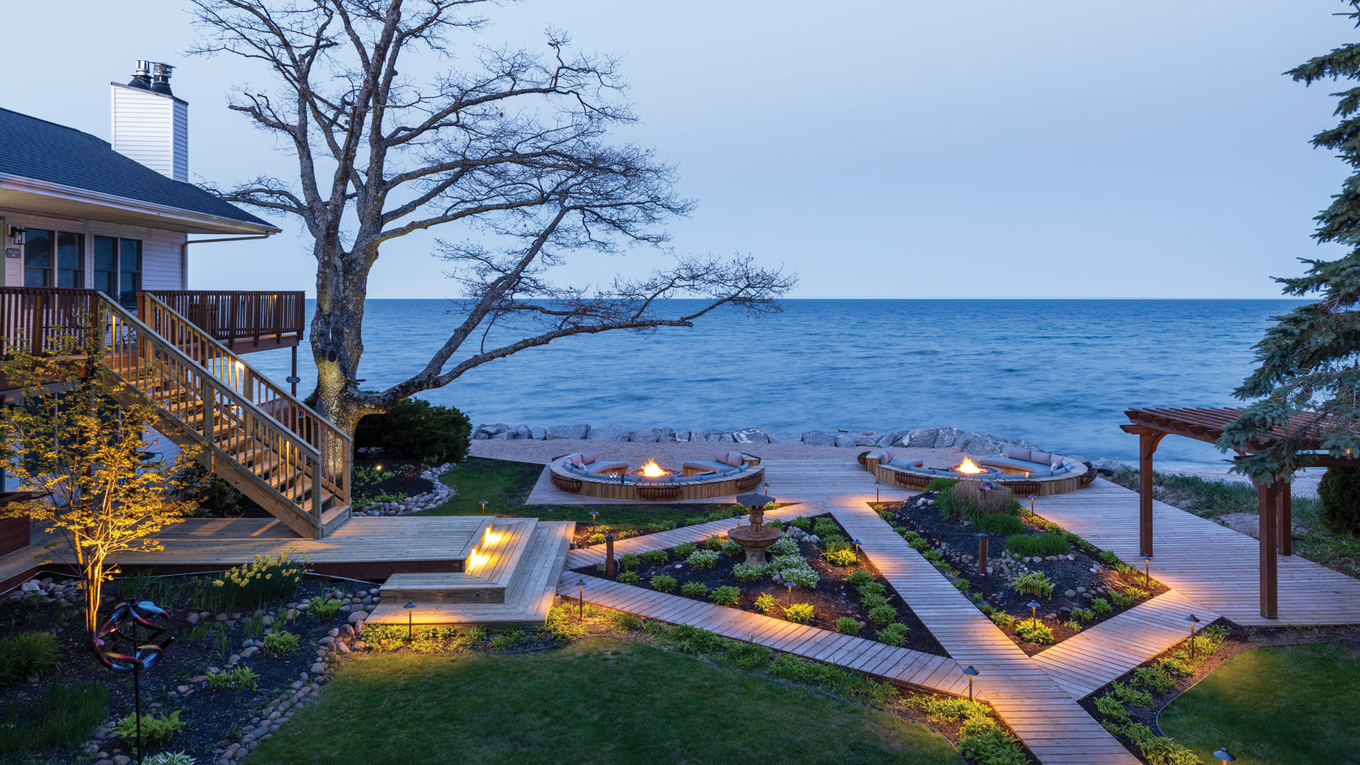 The Huron House Luxury Bed & Breakfast offers plenty of outdoor space to enjoy the property's lakefront location.