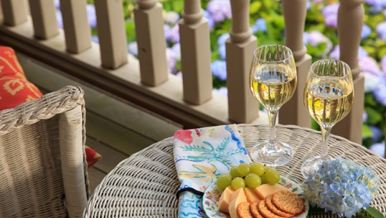 wine and cheese at the Hydrangea House Inn