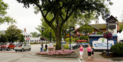 view of busy street in a michigan town 