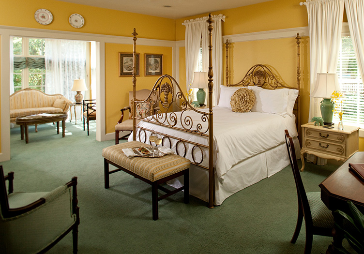 Fairview Bedroom regal color palette beautiful gold and greens