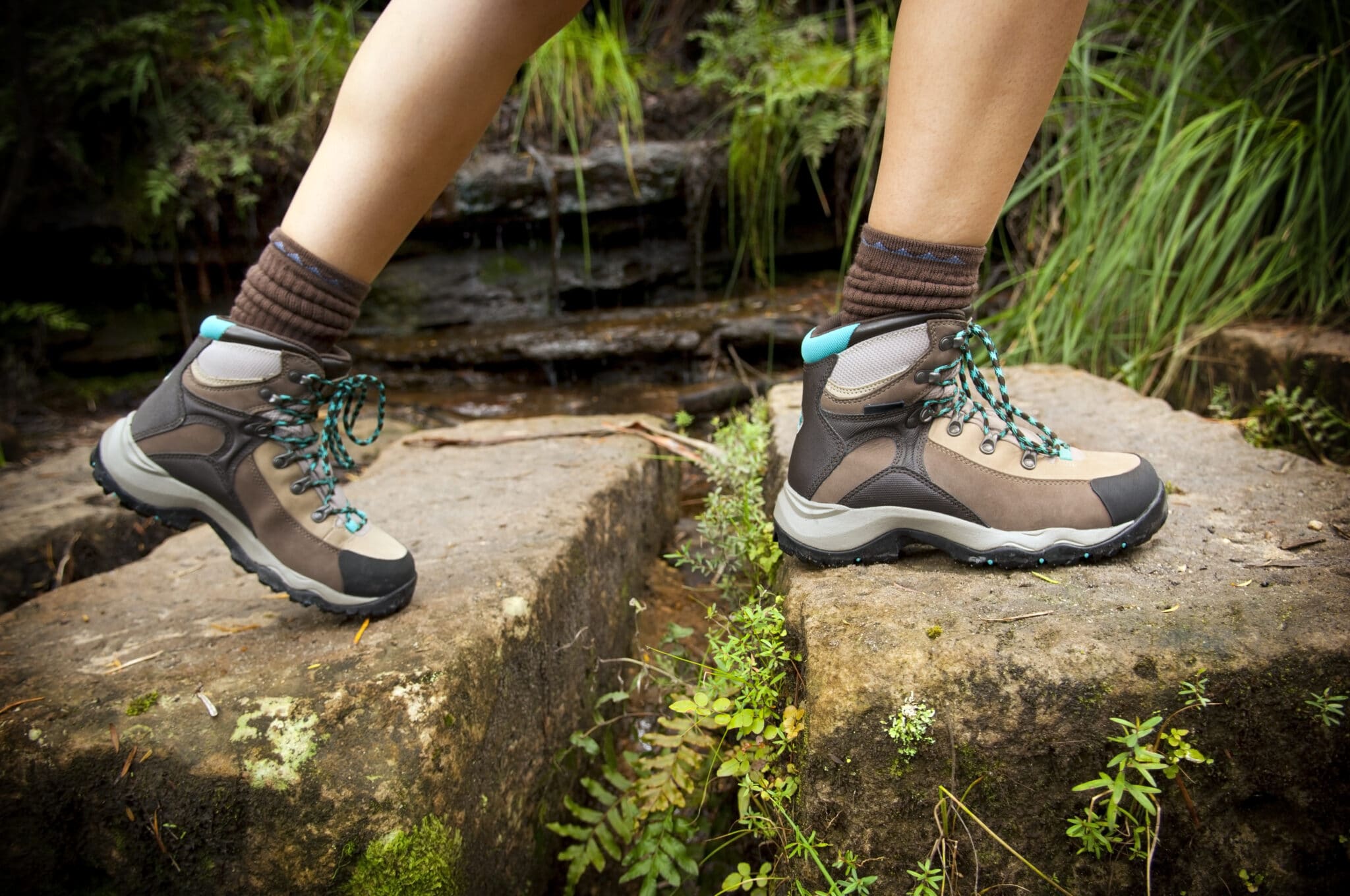 Hiker in boots on a trail