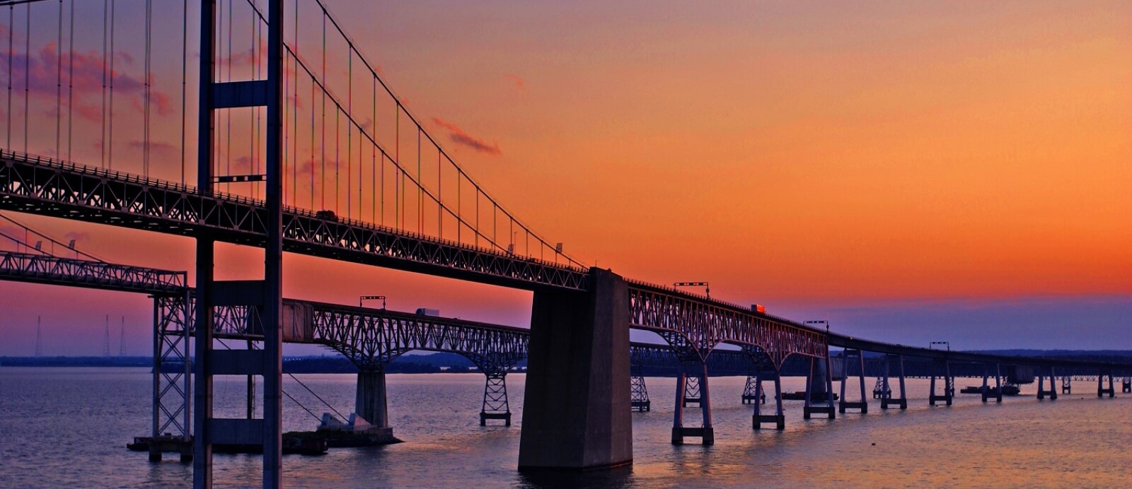 chesapeake bay bridge at dawn