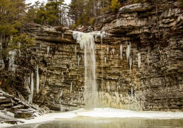 Taughannock frozen falls in the winter in NY