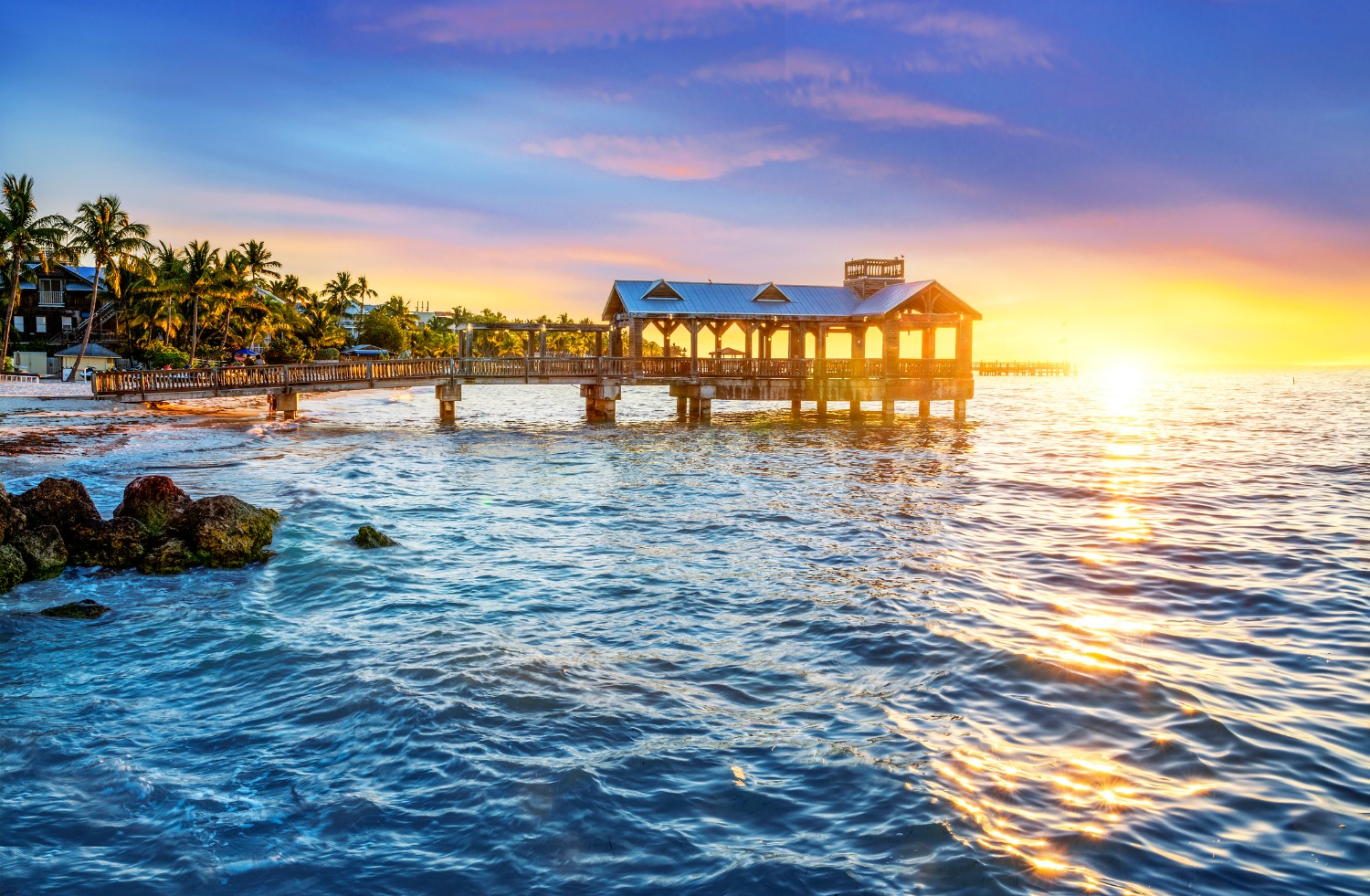 Pier at the beach in Key West, Florida USA