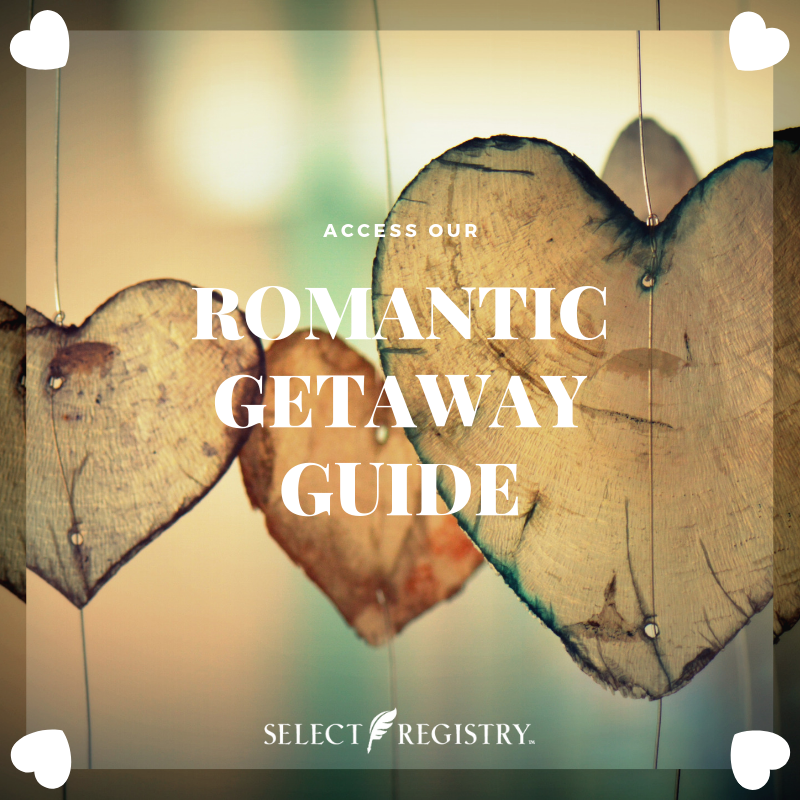 Romantic Getaway Guide February Destinations hearts dangling in view text reads access romantic getaway guide