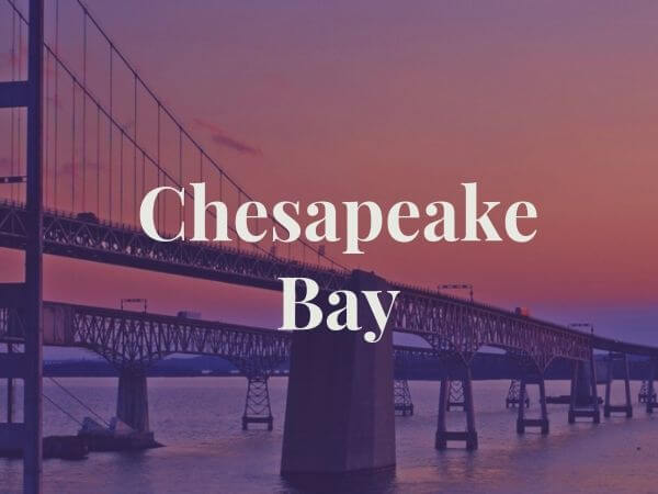 Chesapeake Bay Bridge with sunset