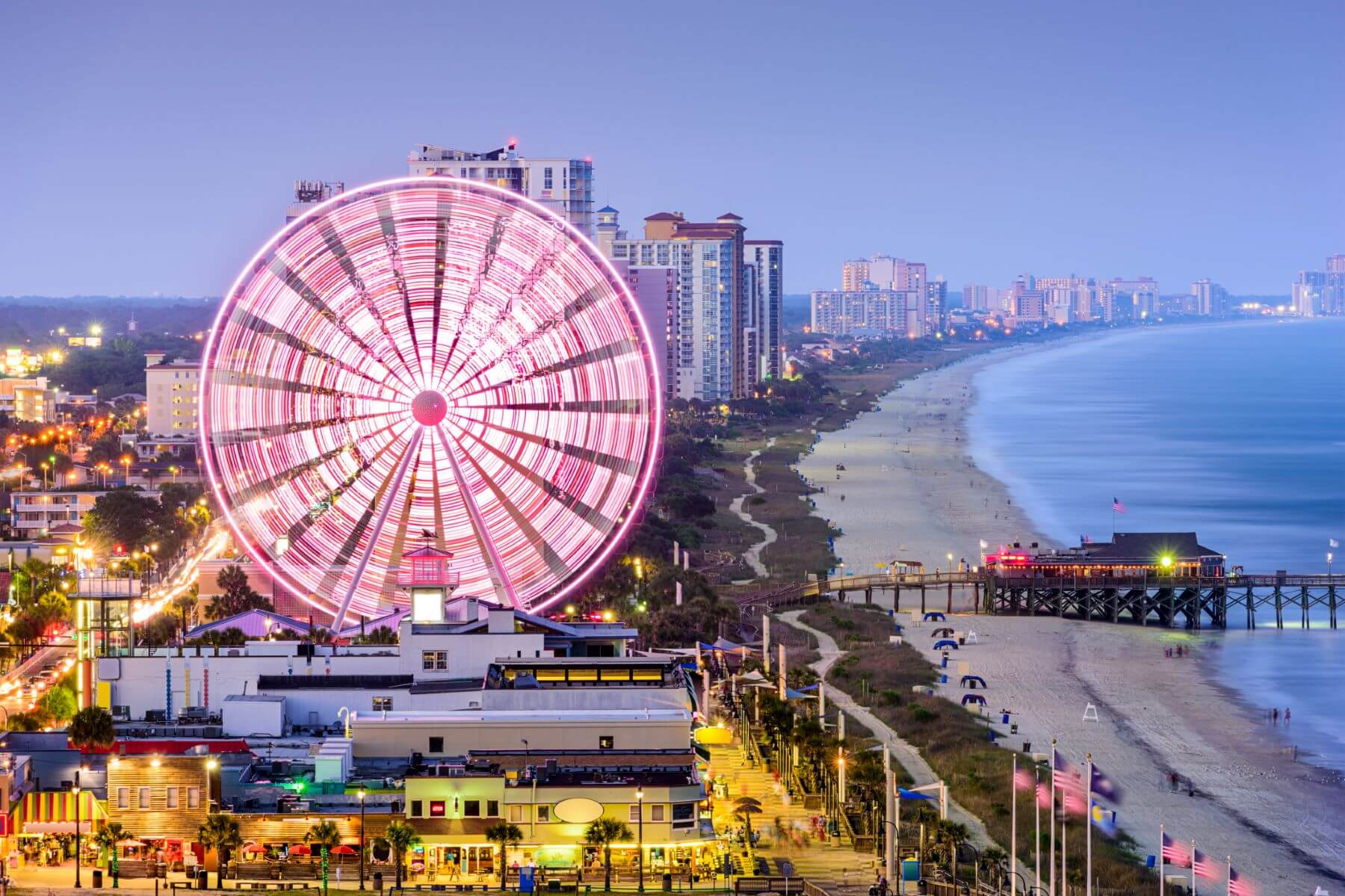 Myrtle Beach at sunset.