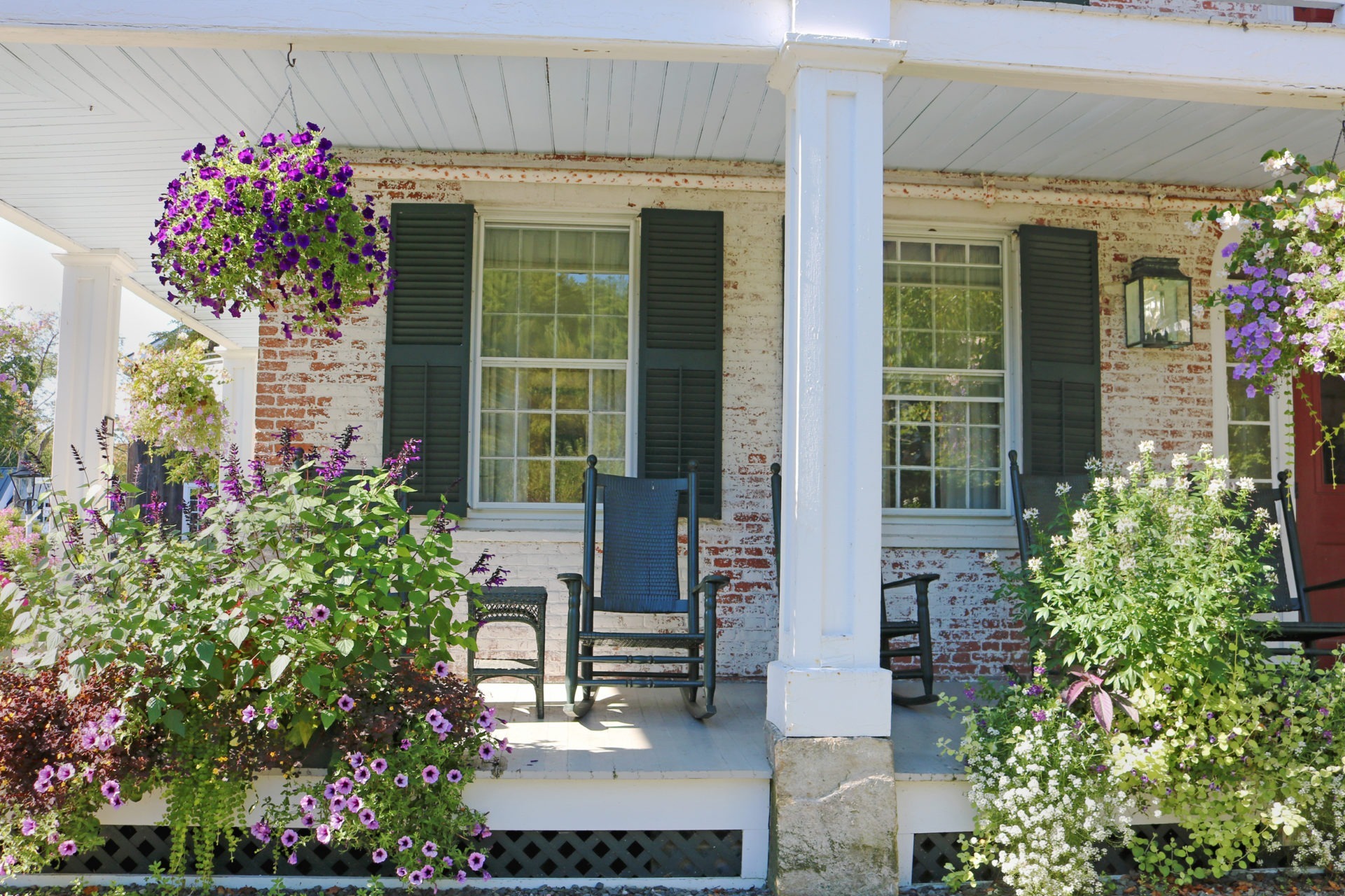 rockers on the porch with flowers
