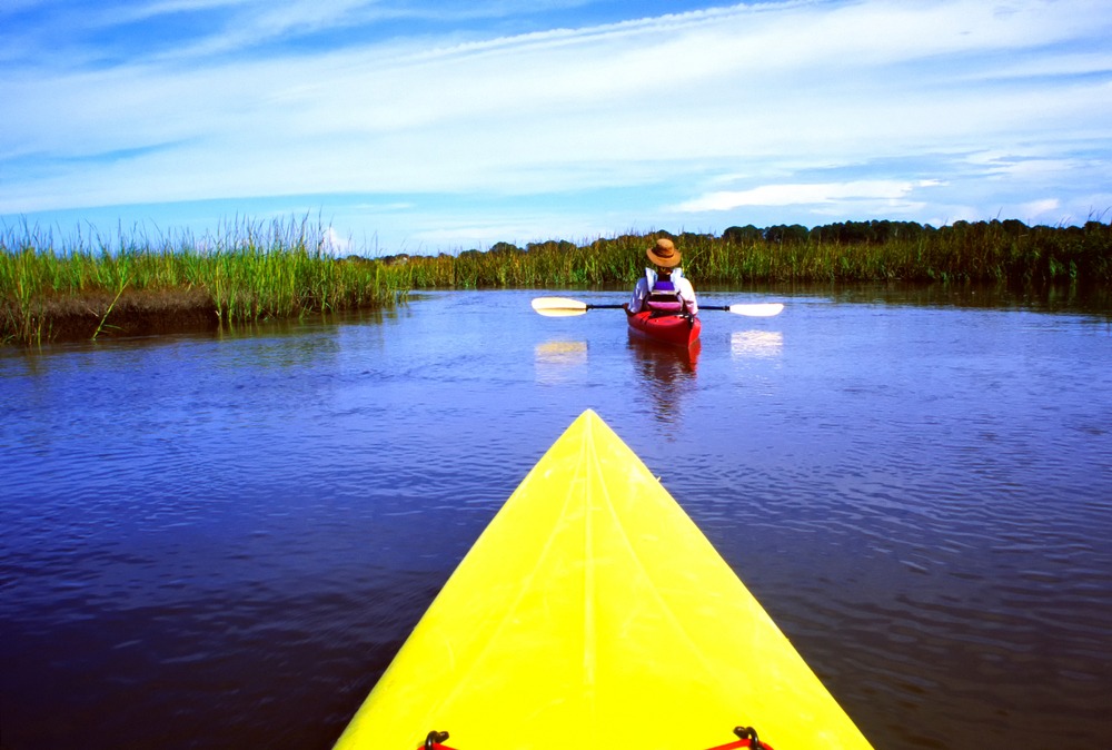 Kayaking and enjoying the warm sun on the Golden Isles of Georgia