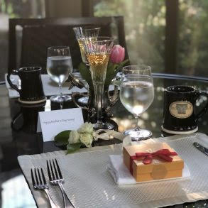 place setting with gift