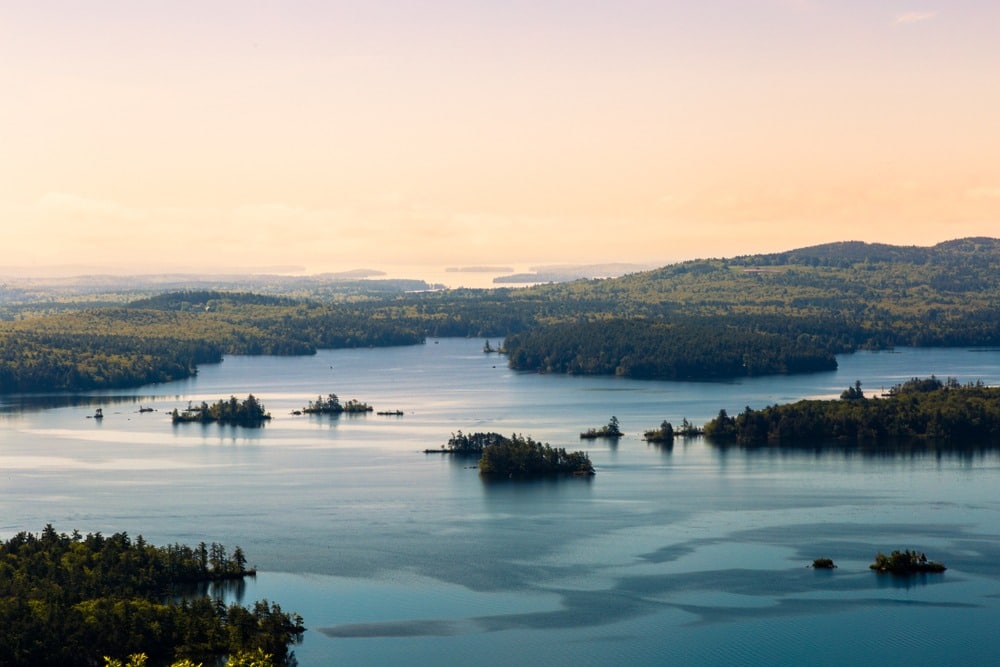 View of Squam Lake in the Lakes Region of New Hampshire