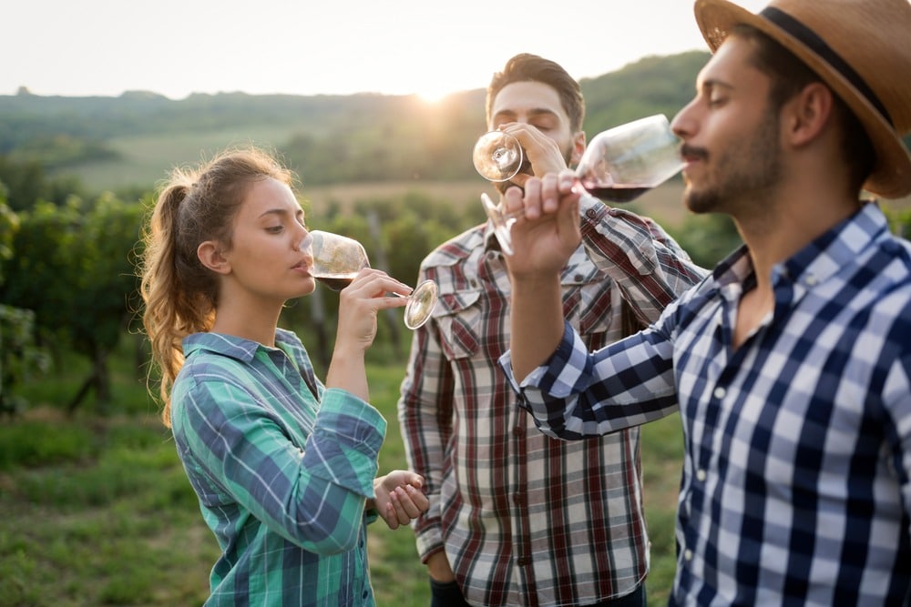 friends enjoying wine tasting at Texas Hill Country wineries