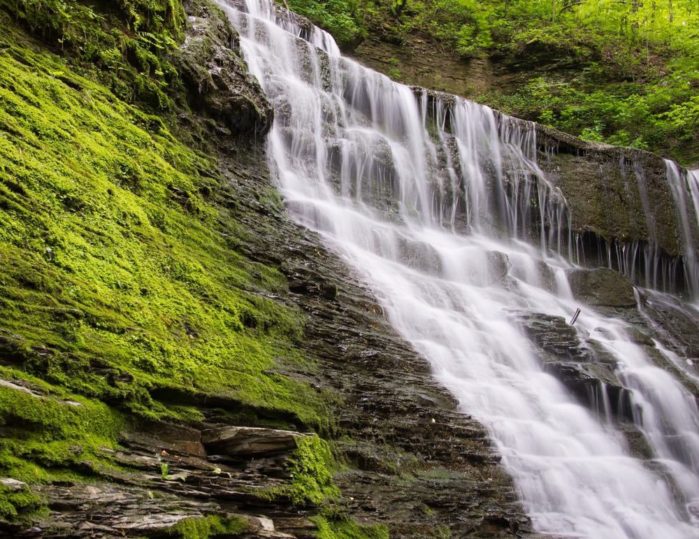 A beautiful waterfall in the Natchez Trace Parkway in Mississippi