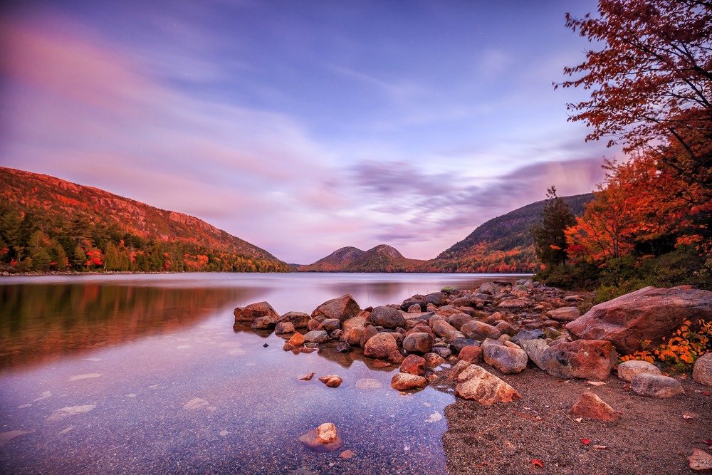 Enjoy beautiful sunsets while exploring Acadia National Park Hiking Trails