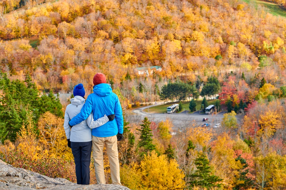 Enjoy some picturesque fall hiking at Mount Sugarloaf State Reservation in Massachusetts