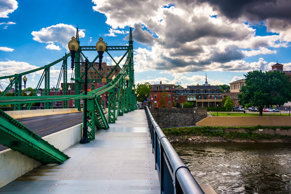 Walk this beautiful bridge, one of the top things to do in Easton PA in Lehigh Valley