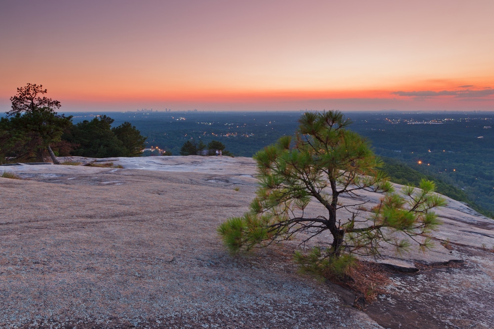 A beautiful sunset at Stone Mountain Park - discover the best time to Visit Atlanta in 2022
