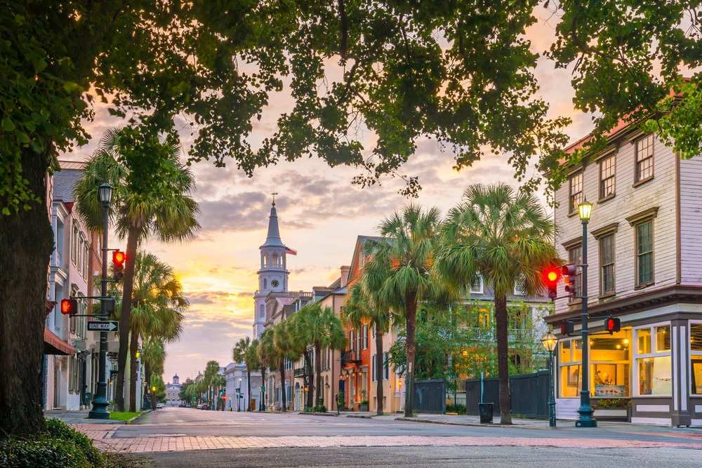 The historic downtown of Charleston, SC, one of the best places to stay in South Carolina