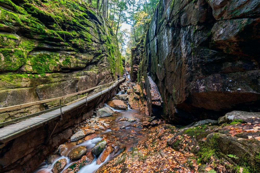 The Flume Gorge at Franconia Notch State Park in New Hampshire