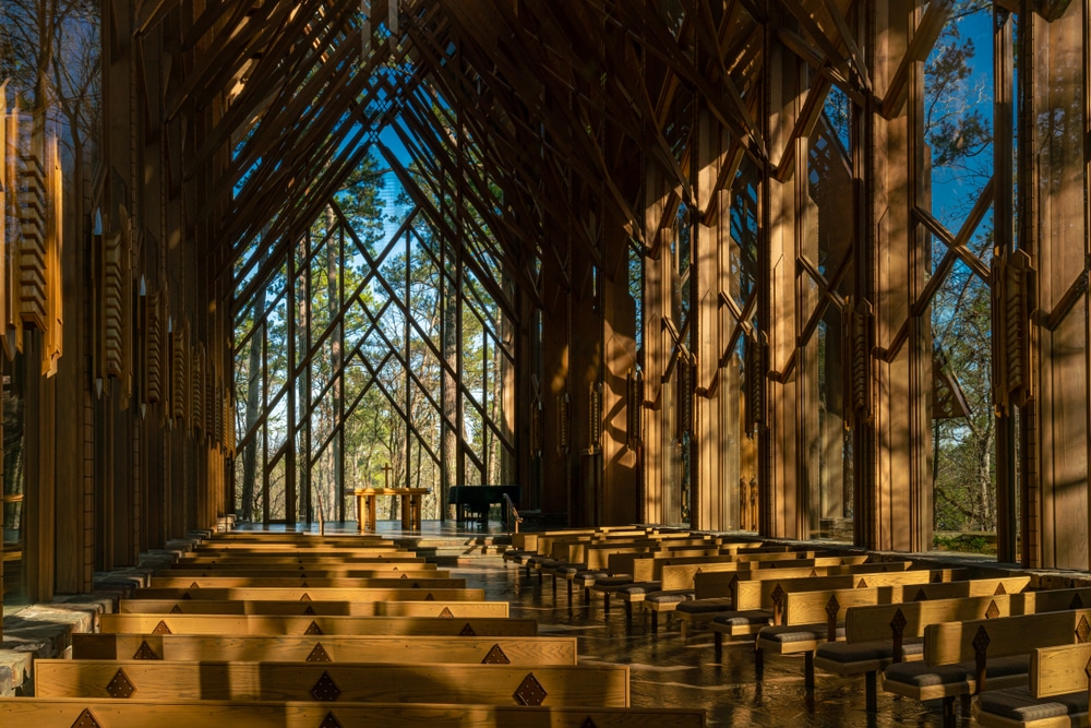 Thorncrown chapel is one of the top attractions in downtown Eureka Springs