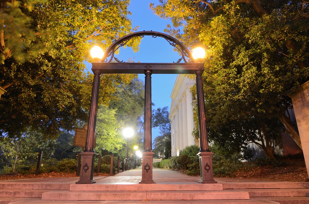 A historic archway on the college campus, one of the best things to do in Athens, GA This fall